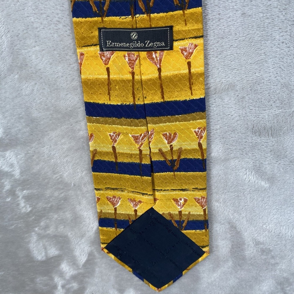 Ermenegildo Zegna Mens Silk Tie Yellow‎ Made In Italy
